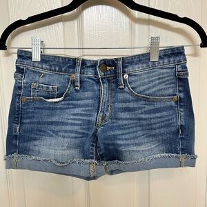 Midi rise denim shorts